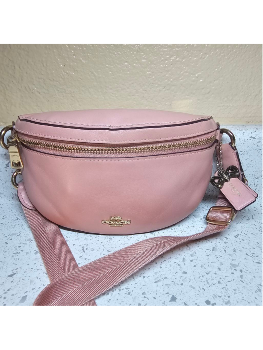 COACH x Selena Gomez Limited Edition Pink Leather Belt Bag (39315)